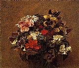 Henri Fantin-Latour Bouquet of Flowers Pansies painting